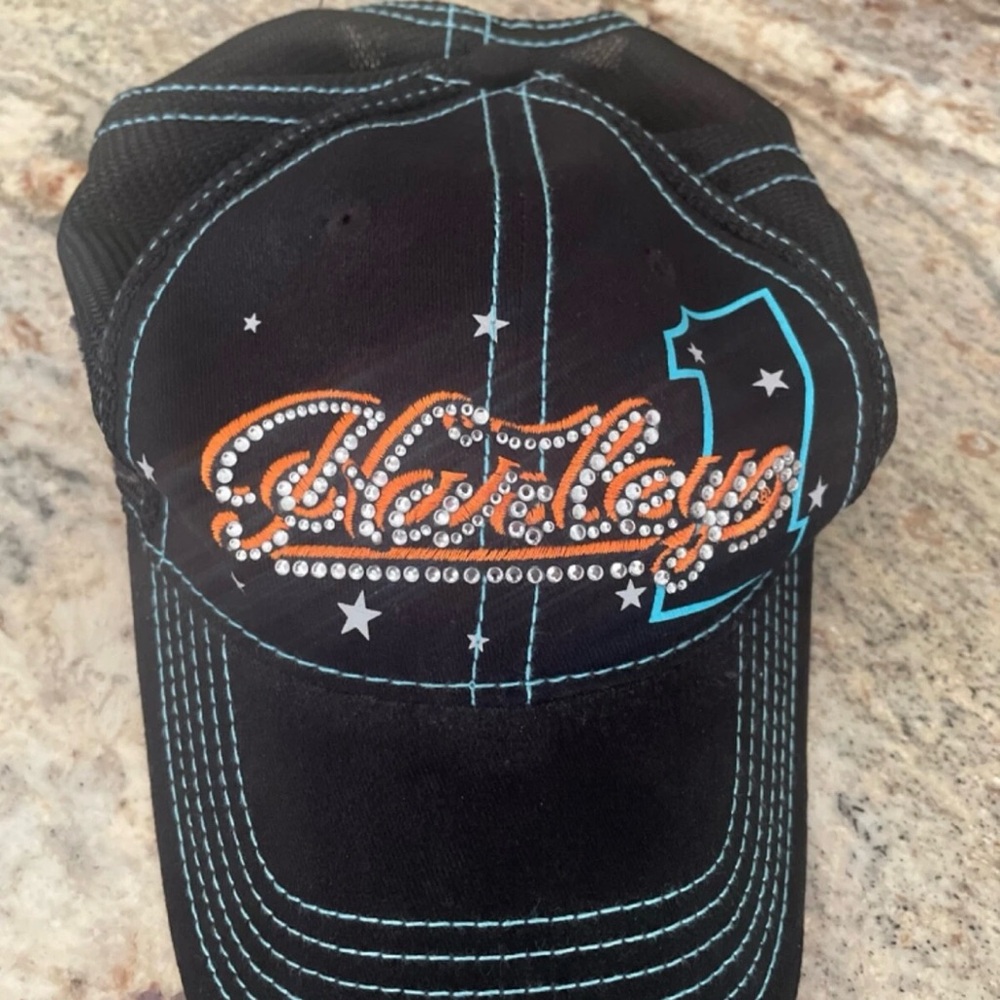 Vintage Harley Davidson Motorcycles 1 Women's Hat Bling Rhinestones